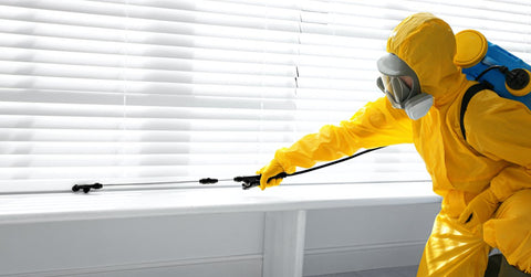 Bed Bug Myth - Pesticides alone will kill bed bug infestations - Pest Control Operator Spraying Harmful Chemicals or Premo bed bug spray - eco-friendly - safe around kids and pets