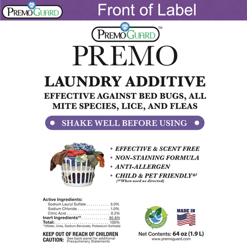 Bed Bug & Mite Killer Laundry Additive - 64 oz - All Natural Non-Toxic - By Premo Guard - Premo Natural Products 