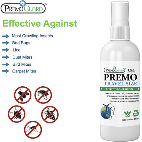 Bed Bug & Mite Killer Spray – Travel Size – All Natural Non-Toxic - By Premo Guard - Premo Natural Products 
