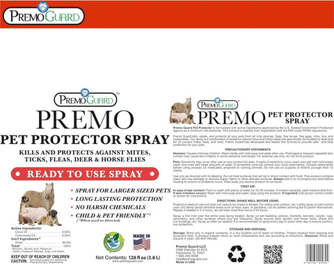 Pet Protector 128 oz - Plant Based All Natural Non-Toxic - By Premo Guard - Premo Natural Products 