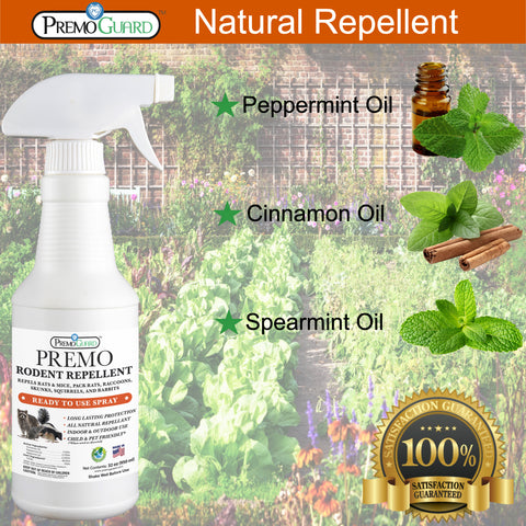 Rodent Repellent Spray - 32 oz - Plant Based All Natural Non-Toxic - By Premo Guard - Premo Natural Products 