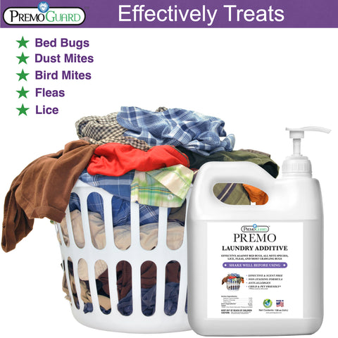 Bed Bug & Mite Killer Laundry Additive - 128 oz - All Natural Non-Toxic - By Premo Guard - Premo Natural Products 