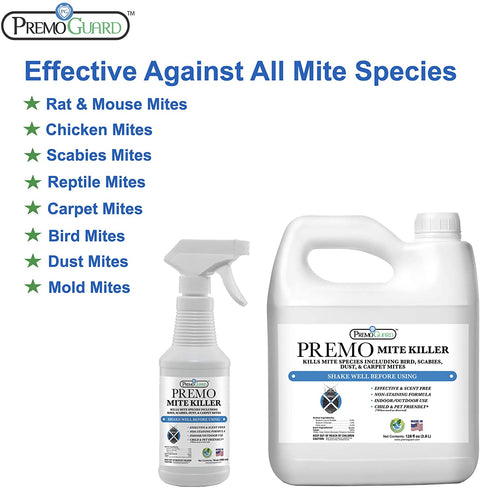 Mite Killer Spray 128 oz - All Natural Non-Toxic - By Premo Guard - Premo Natural Products 